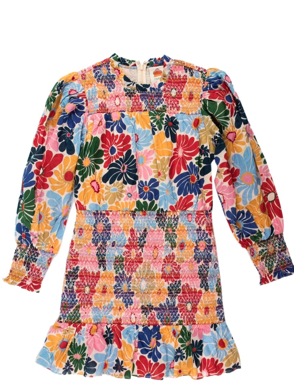 FARM RIO Sunny Daisies Sand Mini Dress, Size Small